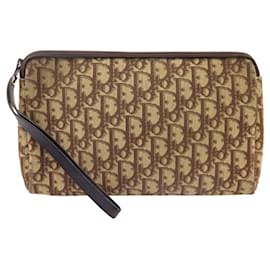 Christian Dior-VINTAGE CHRISTIAN DIOR TOILE OBLIQUE TOILETRY POUCH-Brown