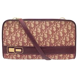Christian Dior-VINTAGE CHRISTIAN DIOR LOGO CD OBLIGUE CANVAS SHOULDER HAND BAG-Red