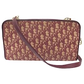 Christian Dior-VINTAGE CHRISTIAN DIOR LOGO CD OBLIGUE CANVAS SHOULDER HAND BAG-Red
