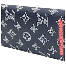 Louis Vuitton-Louis Vuitton Bi-fold Long Wallet in Navy-Navy blue