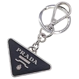 Prada-Prada Triangle Key Holder-Black,Silvery