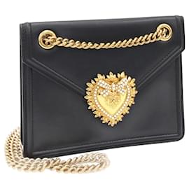 Dolce & Gabbana-Dolce & Gabbana Black Leather Shoulder Bag-Black