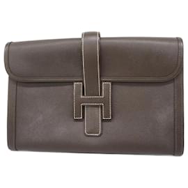 Hermès-Hermes Clutch Bag Jige PM Courchevel Ebene-Damier ebene