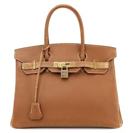 Hermès-Hermes Birkin 30 Handbag in Brown Courchevel Leather-Brown