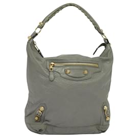 Balenciaga-BALENCIAGA Giant Day Shoulder Bag Leather Gray 285437 Auth yk17348-Brown