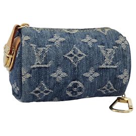 LOUIS VUITTON Monogram Denim Trousse Speedy Pouch Blue M95082 LV Auth 94097 Blue