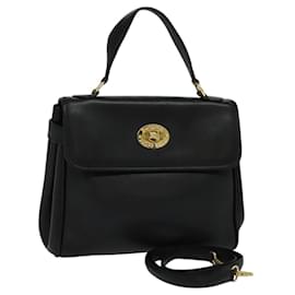 Autre Marque-Burberrys Hand Bag Leather 2way Black Auth 115392-Black