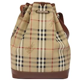 Autre Marque-Burberrys Nova Check Shoulder Bag PVC Beige Auth 113601-Beige