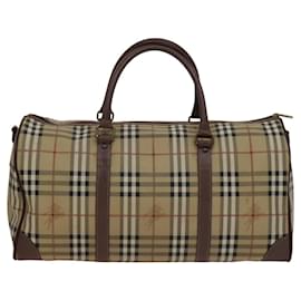 Autre Marque-Burberrys Nova Check Boston Bag PVC Leather 2way Beige Auth ac3563-Beige