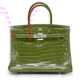 Hermès-Hermès Croco Birkin 30 Handbag-Red