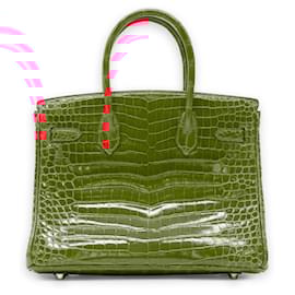 Hermès-Hermès Croco Birkin 30 Handbag-Red