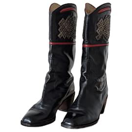 Autre Marque-François Villon - Vintage Cowboy Western Boots François Villon-Black,Red