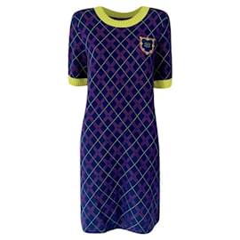 Chanel-Chanel New CC Logo Patch Tartan Cashmere Dress 40 FR-Multiple colors