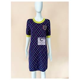 Chanel-Chanel New CC Logo Patch Tartan Cashmere Dress 40 FR-Multiple colors