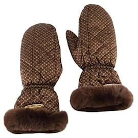 Louis Vuitton-Fur gloves-Brown