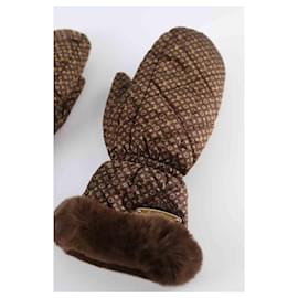 Louis Vuitton-Fur gloves-Brown