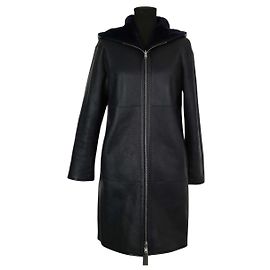 Tara Jarmon Blauer Ledermantel Blau