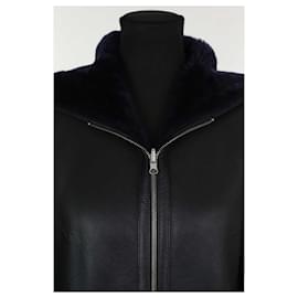 Tara Jarmon-Leather coat-Blue