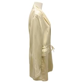 Autre Marque-Deveaux Champagne Tie-Front Satin Jacket-Beige