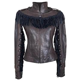 Chanel-14K$ Paris / Dallas Leather Fringe Jacket-Brown