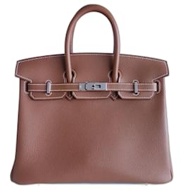Hermès-Hermes Birkin 25 Togo gold bag-Beige