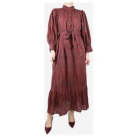 Antik Batik Robe midi imprimée paisley bourgogne - taille M Bordeaux