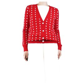 Autre Marque Roter Pünktchen-Cardigan - Größe UK 8 Rot