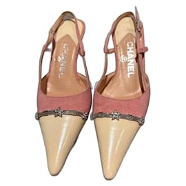 Chanel-Bicolor slingback pumps with small heels-Pink