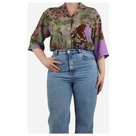 Dries Van Noten Lila Allover-Print Crepe-Hemd - Größe UK 12 Lila