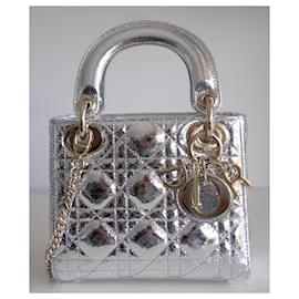 Dior-Mini Lady Dior silver bag-Silvery