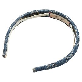 Faixa de cabeça em denim eco lavado Gucci Azul