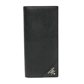Prada-Prada Men's Leather Long Wallet (bi-fold)-Black