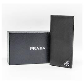 Prada-Prada Men's Leather Long Wallet (bi-fold)-Black