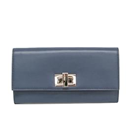 Fendi-Fendi Peekaboo 8M0377 Women's Leather Long Wallet-Navy blue