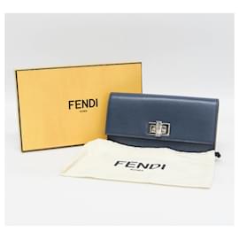 Fendi-Fendi Peekaboo 8M0377 Women's Leather Long Wallet-Navy blue