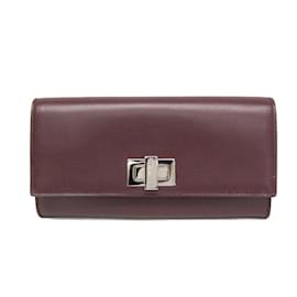 Fendi-Fendi Peekaboo 8M0377 Women's Leather Long Wallet-Dark red