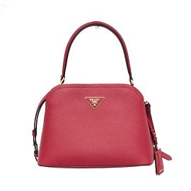 Prada Saffiano Matinee 1BA282 Leather Handbag Red