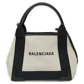 Balenciaga-Balenciaga Navy Cabas XS Handbag-Black,Cream