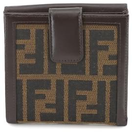 Fendi-Fendi Zucca Pattern Bi-fold Wallet-Brown