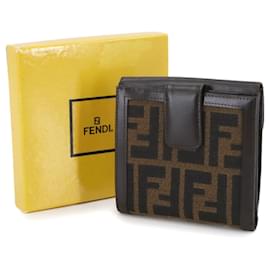 Fendi-Fendi Zucca Pattern Bi-fold Wallet-Brown