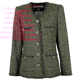 Chanel-New Iconic CC Gripoix Buttons Burgundy Tweed Jacket-Dark red