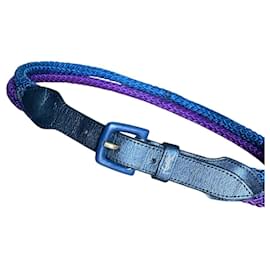 Yves Saint Laurent-80s Yves Saint Laurent iridescent blue, majorelle blue, and bright violet cord belt-Blue,Purple