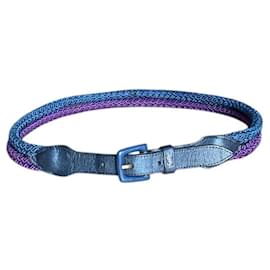 Yves Saint Laurent-80s Yves Saint Laurent iridescent blue, majorelle blue, and bright violet cord belt-Blue,Purple