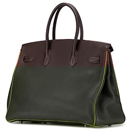 Hermès-Hermès Brown Special Order Bicolor Togo Verso Birkin Retourne 35-Brown,Dark brown
