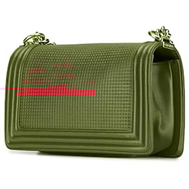 Chanel-Chanel Red Medium Embossed Lambskin Cube Boy Flap-Red