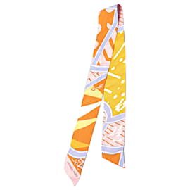 Hermès-Hermès Orange Jeu de Soie Silk Twilly Scarf-Orange