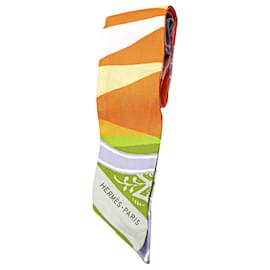 Hermès-Hermès Orange Jeu de Soie Silk Twilly Scarf-Orange