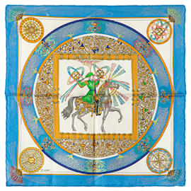 Hermès-Hermès Blue Feux D'Artifice Silk Scarf-Blue,Light blue