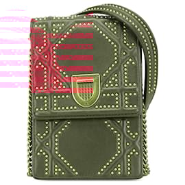 Dior-Dior Red Studded Diorama Vertical Clutch-Red