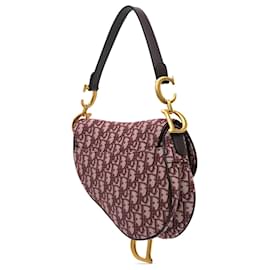 Dior-Dior Red Oblique Canvas Saddle Bag-Red